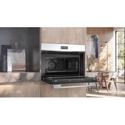 Духова шафа Siemens електрична компактна, 45л, A, дисплей, конвекція, ф-ція мікрохвиль, білий (CM724G1W1)