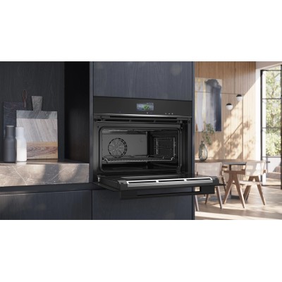 Духова шафа Siemens електрична компактна, 47л, A+, дисплей, конвекція, чорний (CS736G1B1)