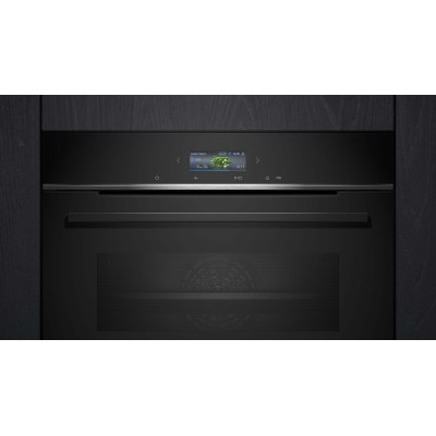 Духова шафа Siemens електрична, 71л, A+, дисплей, конвекція, піроліз, чорний (HB774G1B1)