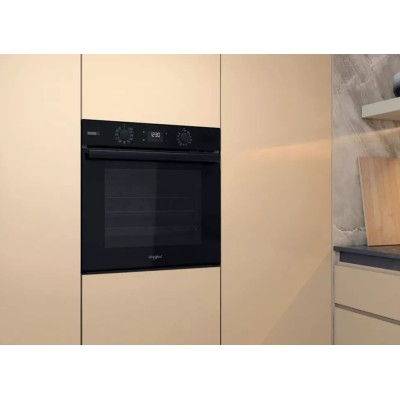Духова шафа Whirlpool електрична, 71л, A+, дисплей, конвекція, телескопічні напрямні, пара, чорний (OMSR58CU1SB)