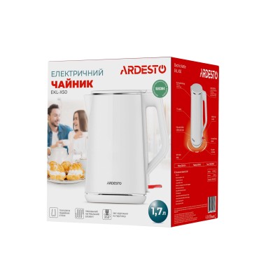 Електрочайник Ardesto 1.5л, Strix, подвійні стінки, білий глянець (EKL-X50) Електрочайник Ardesto 1.5л, Strix, подвійні стінки, білий глянець (EKL-X50)