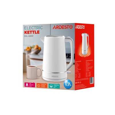 Електрочайник Ardesto 1.7л, Otter, пластик, білий матовий (EKL-450W)