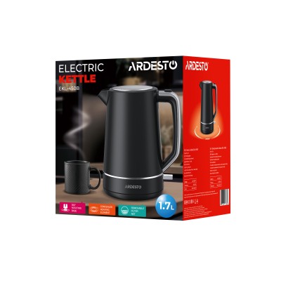 Електрочайник Ardesto 1.7л, Otter, пластик, чорний матовий (EKL-450B)
