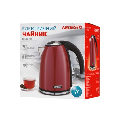 Електрочайник Ardesto 1.7л, Strix, метал, червоний глянець (EKL-F340R) Електрочайник Ardesto 1.7л, Strix, метал, червоний глянець (EKL-F340R)
