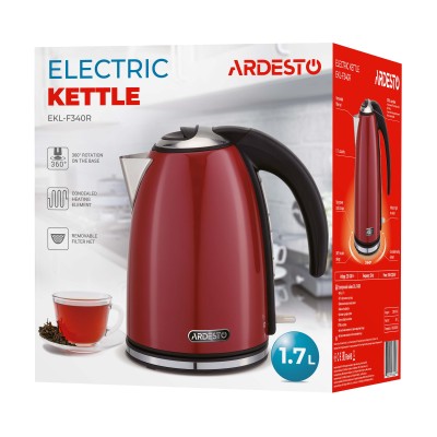 Електрочайник Ardesto 1.7л, Strix, метал, червоний глянець (EKL-F340R) Електрочайник Ardesto 1.7л, Strix, метал, червоний глянець (EKL-F340R)