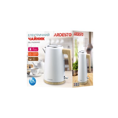 Електрочайник Ardesto EKL-F420WWD, 1.7л, метал, мат, Strix, білий Електрочайник Ardesto EKL-F420WWD, 1.7л, метал, мат, Strix, білий