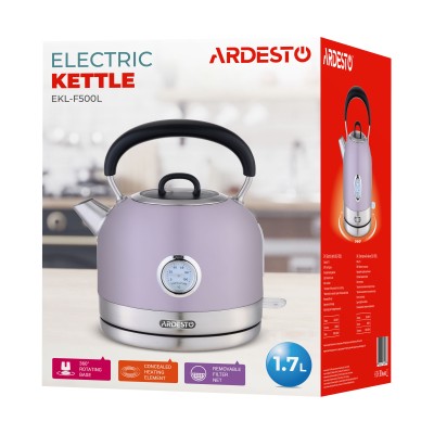 Електрочайник Ardesto EKL-F500L, 1.7л, метал, мат, Otter, ліловий Електрочайник Ardesto EKL-F500L, 1.7л, метал, мат, Otter, ліловий