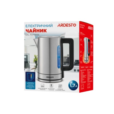 Електрочайник Ardesto Steel Collection 1.7л, Strix, метал, сріблястий (EKL-FD700SS) Електрочайник Ardesto Steel Collection 1.7л, Strix, метал, сріблястий (EKL-FD700SS)
