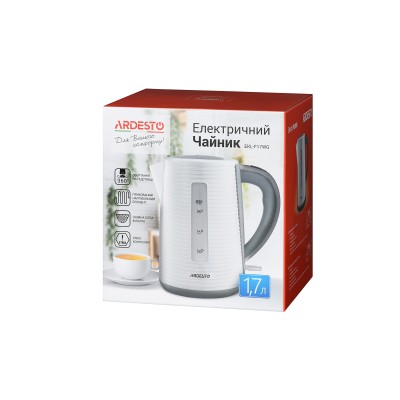 Електрочайник Ardesto White stripes 1.7л, Strix, пластик, біло-сірий (EKL-F17WG) Електрочайник Ardesto White stripes 1.7л, Strix, пластик, біло-сірий (EKL-F17WG)