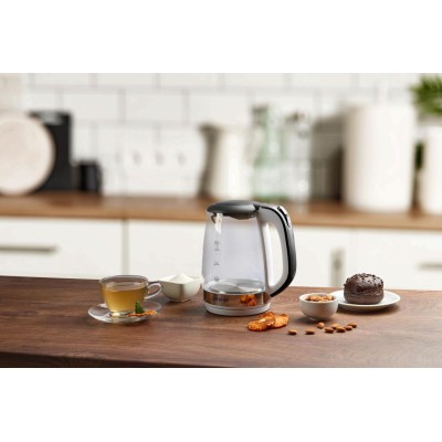 Електрочайник Gorenje 1.7л, 2,200 Вт, strix контроль, скло, білий (K17GXG)