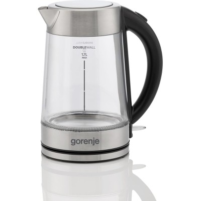Електрочайник Gorenje 1.7л, 2,200 Вт, strix контроль, скло, нерж (K17GDWII)