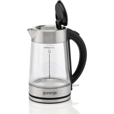 Електрочайник Gorenje 1.7л, 2,200 Вт, strix контроль, скло, нерж (K17GDWII)