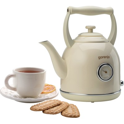 Електрочайник Gorenje 1.7л, 2200Вт, strix контроль, пластик/метал, бежевий (K17CLIN)
