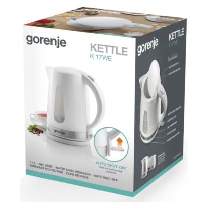Електрочайник Gorenje 1.7л, пластик, білий (K17WE) Електрочайник Gorenje 1.7л, пластик, білий (K17WE)