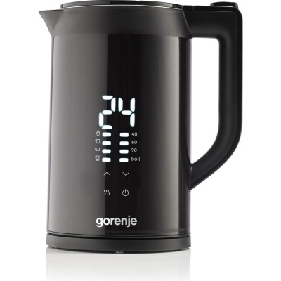 Електрочайник Gorenje 1.7л, подвійні стінки, LED дисплей, Strix контроль, чорний (K17DWDII) Електрочайник Gorenje 1.7л, подвійні стінки, LED дисплей, Strix контроль, чорний (K17DWDII)