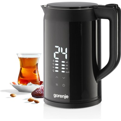 Електрочайник Gorenje 1.7л, подвійні стінки, LED дисплей, Strix контроль, чорний (K17DWDII) Електрочайник Gorenje 1.7л, подвійні стінки, LED дисплей, Strix контроль, чорний (K17DWDII)