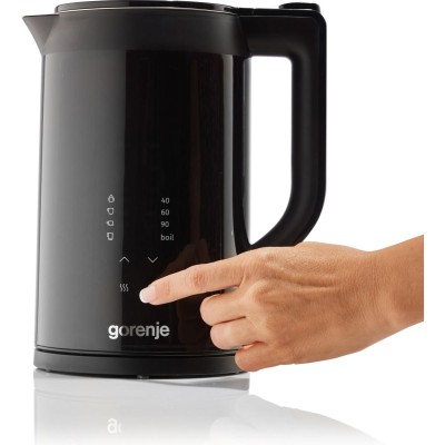 Електрочайник Gorenje 1.7л, подвійні стінки, LED дисплей, Strix контроль, чорний (K17DWDII) Електрочайник Gorenje 1.7л, подвійні стінки, LED дисплей, Strix контроль, чорний (K17DWDII)