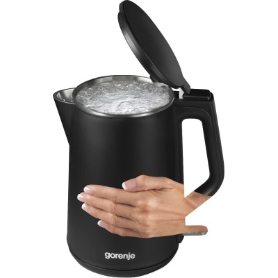 Електрочайник Gorenje, 1,5л, 2,200 Вт, корпус- нержав., Strix, матовий, чорний (K15DWBK) Електрочайник Gorenje, 1,5л, 2,200 Вт, корпус- нержав., Strix, матовий, чорний (K15DWBK)