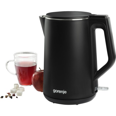 Електрочайник Gorenje, 1,5л, 2,200 Вт, корпус- нержав., Strix, матовий, чорний (K15DWBK) Електрочайник Gorenje, 1,5л, 2,200 Вт, корпус- нержав., Strix, матовий, чорний (K15DWBK)