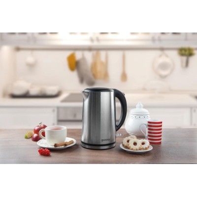 Електрочайник Gorenje, 1,5л, подвійні стінки, Strix контроль, нерж. (K15DWS)