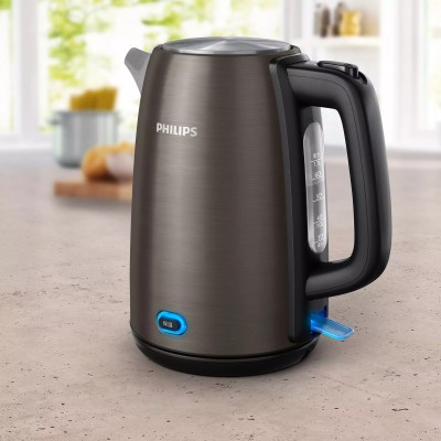 Електрочайник Philips Viva Collection 1.7л, LED підсвітка, сріблясто-чорний (HD9353/90) Електрочайник Philips Viva Collection 1.7л, LED підсвітка, сріблясто-чорний (HD9353/90)