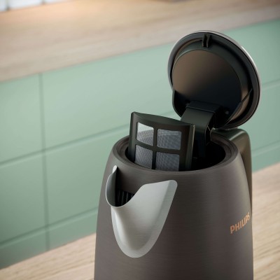 Електрочайник Philips Viva Collection 1.7л, Strix, метал, чорно-мідний (HD9352/30)