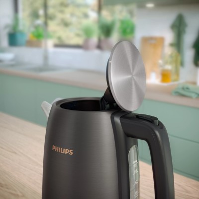 Електрочайник Philips Viva Collection 1.7л, Strix, метал, чорно-мідний (HD9352/30)
