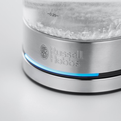 Електрочайник Russell Hobbs Compact Home 0.8л, скло, підсвічування, сріблясто-чорний (24191-70)