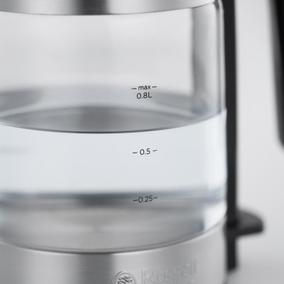 Електрочайник Russell Hobbs Compact Home 0.8л, скло, підсвічування, сріблясто-чорний (24191-70)