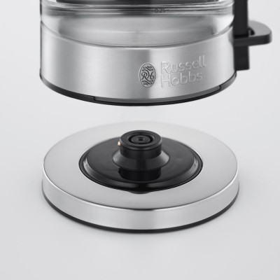 Електрочайник Russell Hobbs Compact Home 0.8л, скло, підсвічування, сріблясто-чорний (24191-70)