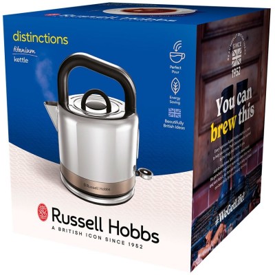Електрочайник Russell Hobbs Distinctions Titanium, 1.5л, Strix, метал, сріблясто-мідний (26422-70)