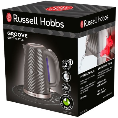Електрочайник Russell Hobbs Groove Grey 1.7л, Strix, пластик, сірий (26382-70) Електрочайник Russell Hobbs Groove Grey 1.7л, Strix, пластик, сірий (26382-70)