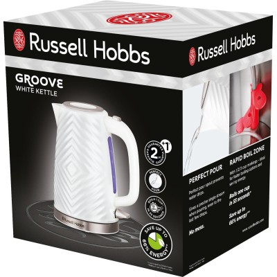Електрочайник Russell Hobbs Groove White 1.7л, Strix, пластик, білий (26381-70) Електрочайник Russell Hobbs Groove White 1.7л, Strix, пластик, білий (26381-70)