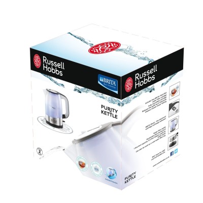 Електрочайник Russell Hobbs Purity 1л, скло, з фільтром Brita, сріблясто-чорний (22850-70) Електрочайник Russell Hobbs Purity 1л, скло, з фільтром Brita, сріблясто-чорний (22850-70)