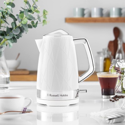 Електрочайник Russell Hobbs Structure, 1.7л, пластик, підсвічування, біло-сріблястий (28080-70)