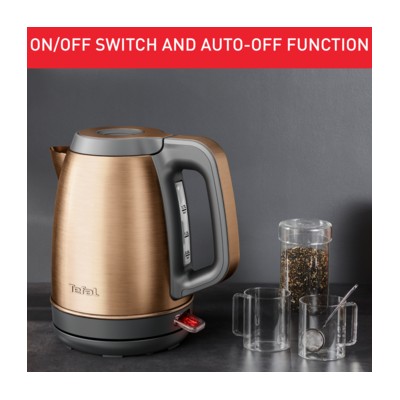 Електрочайник Tefal Coppertinto 1.7л, Strix, нержавіюча сталь, бронзовий (KI280G10)