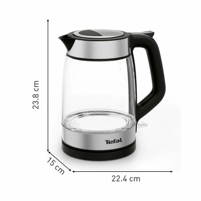Електрочайник Tefal Glass Kettle 1.7л, скло, з підсвіткою, чорно-срібний (KI605830) Електрочайник Tefal Glass Kettle 1.7л, скло, з підсвіткою, чорно-срібний (KI605830)