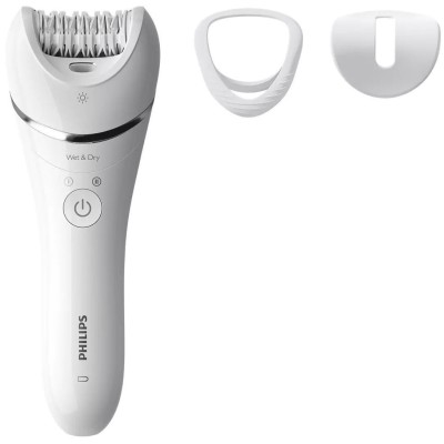 Епілятор Philips 8000 series дисковий, акумуляторний , пінцет.-32, волог.+сух., насадок-2, з підсвіткою, білий (BRE700/00)