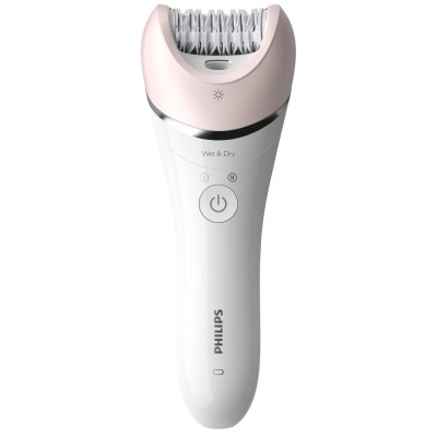Епілятор Philips 8000 series дисковий, акумуляторний , пінцет.-32, волог.+сух., насадок-6, з підсвіткою, біло-рожевий (BRE721/00 Епілятор Philips 8000 series дисковий, акумуляторний , пінцет.-32, волог.+сух., насадок-6, з підсвіткою, біло-рожевий (BRE721/00