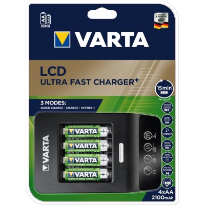 Зарядний пристрій Varta LCD Ultra Fast Plus Charger 4хNI MH AA2100 мА•год (57685101441) Зарядний пристрій Varta LCD Ultra Fast Plus Charger 4хNI MH AA2100 мА•год (57685101441)