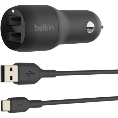 Зарядний пристрій автомобільний Belkin 24Вт 2хUSB-A, кабель USB-A > USB-C, 1м, чорний (CCE001BT1MBK) Зарядний пристрій автомобільний Belkin 24Вт 2хUSB-A, кабель USB-A > USB-C, 1м, чорний (CCE001BT1MBK)