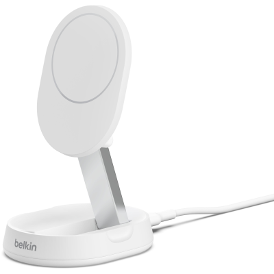 Зарядний пристрій бездротовий Belkin 15Вт Magnetic Stand Qi2, адаптер 20Вт USB-C, білий (WIA008VFWH) Зарядний пристрій бездротовий Belkin 15Вт Magnetic Stand Qi2, адаптер 20Вт USB-C, білий (WIA008VFWH)