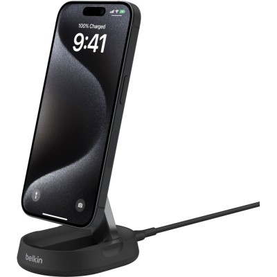 Зарядний пристрій бездротовий Belkin 15Вт Magnetic Stand Qi2, адаптер 20Вт USB-C, чорний (WIA008VFBK) Зарядний пристрій бездротовий Belkin 15Вт Magnetic Stand Qi2, адаптер 20Вт USB-C, чорний (WIA008VFBK)