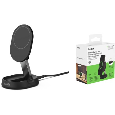 Зарядний пристрій бездротовий Belkin 15Вт Magnetic Stand Qi2, адаптер 20Вт USB-C, чорний (WIA008VFBK) Зарядний пристрій бездротовий Belkin 15Вт Magnetic Stand Qi2, адаптер 20Вт USB-C, чорний (WIA008VFBK)