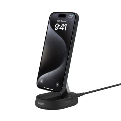 Зарядний пристрій бездротовий Belkin 15Вт Magnetic Stand Qi2, чорний (WIA008BTBK) Зарядний пристрій бездротовий Belkin 15Вт Magnetic Stand Qi2, чорний (WIA008BTBK)
