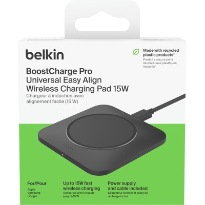Зарядний пристрій бездротовий Belkin 15Вт Pad Easy Align, чорний (WIA007VFBK) Зарядний пристрій бездротовий Belkin 15Вт Pad Easy Align, чорний (WIA007VFBK)