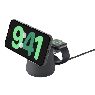 Зарядний пристрій бездротовий Belkin 2в1 MagSafe iPhone/Watch/AirPods, Charcoal Mass (WIZ020VFH36) Зарядний пристрій бездротовий Belkin 2в1 MagSafe iPhone/Watch/AirPods, Charcoal Mass (WIZ020VFH36)