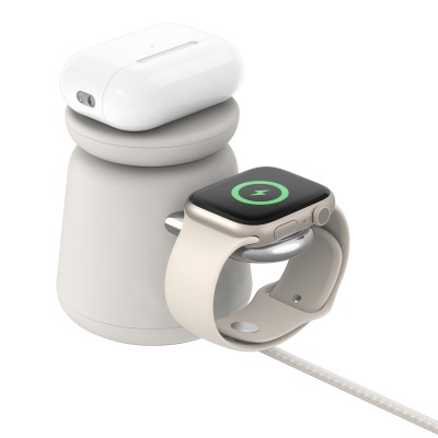 Зарядний пристрій бездротовий Belkin 2в1 MagSafe iPhone/Watch/AirPods, Sand Mass (WIZ020VFH37) Зарядний пристрій бездротовий Belkin 2в1 MagSafe iPhone/Watch/AirPods, Sand Mass (WIZ020VFH37)