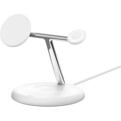 Зарядний пристрій бездротовий Belkin 3в1 Magnetic Adjustable Pad Qi2 15Вт, білий (WIZ023VFWH) Зарядний пристрій бездротовий Belkin 3в1 Magnetic Adjustable Pad Qi2 15Вт, білий (WIZ023VFWH)