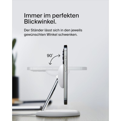 Зарядний пристрій бездротовий Belkin 3в1 Magnetic Adjustable Pad Qi2 15Вт, білий (WIZ023VFWH) Зарядний пристрій бездротовий Belkin 3в1 Magnetic Adjustable Pad Qi2 15Вт, білий (WIZ023VFWH)